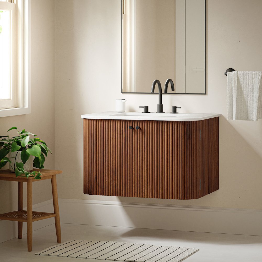 Zia 30" Wall-Mount Bathroom Vanity with Marble Sink