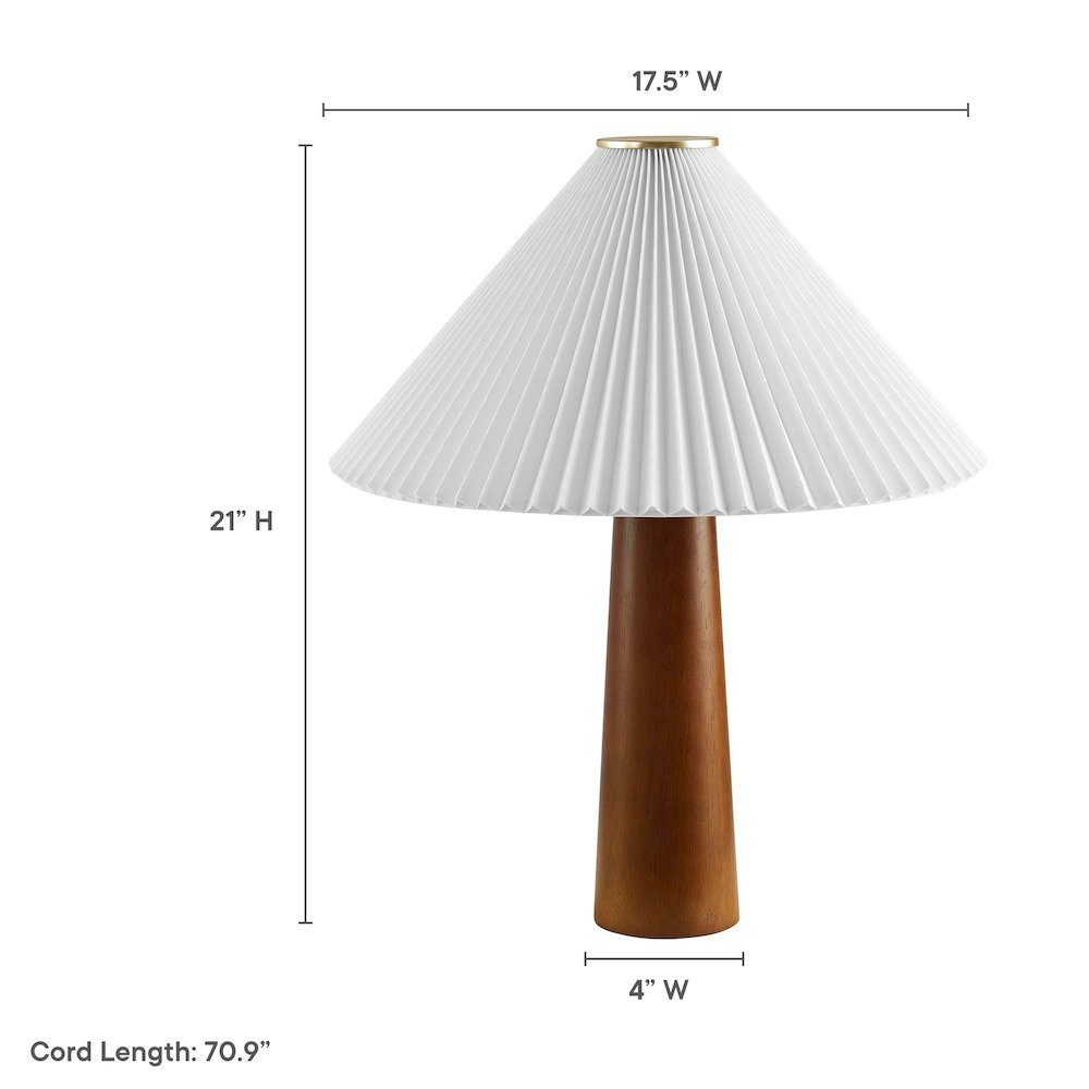 Jessica Wooden Base Table Lamp With Pleated Fabric Shade