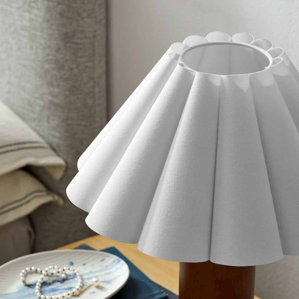 Flora Wood Table Lamp With Pleated Petal Shade