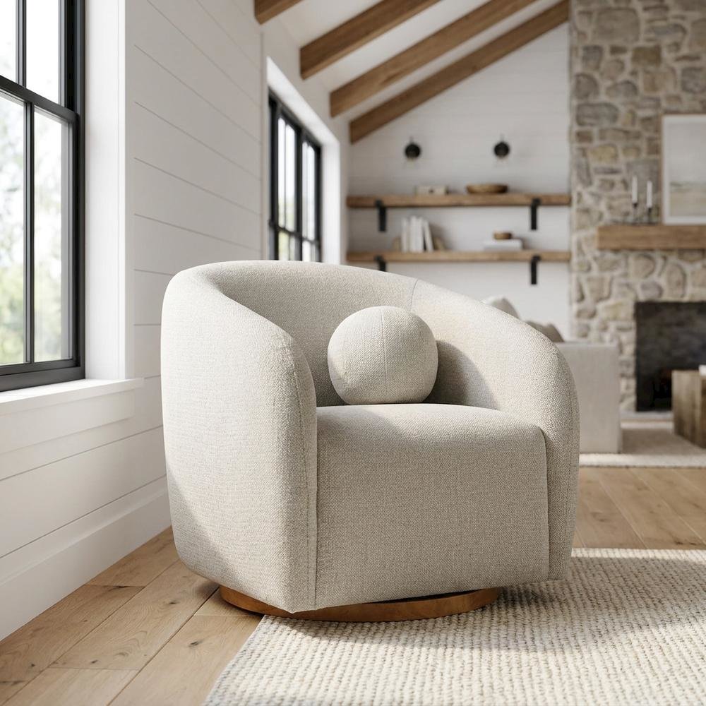Chenille Fabric Swivel Accent Chair with Arms for Living Room, Dove Gray