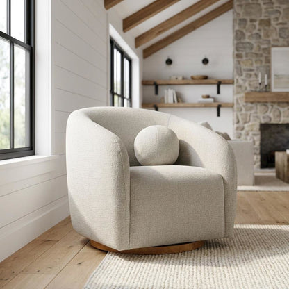 Chenille Fabric Swivel Accent Chair with Arms for Living Room, Dove Gray
