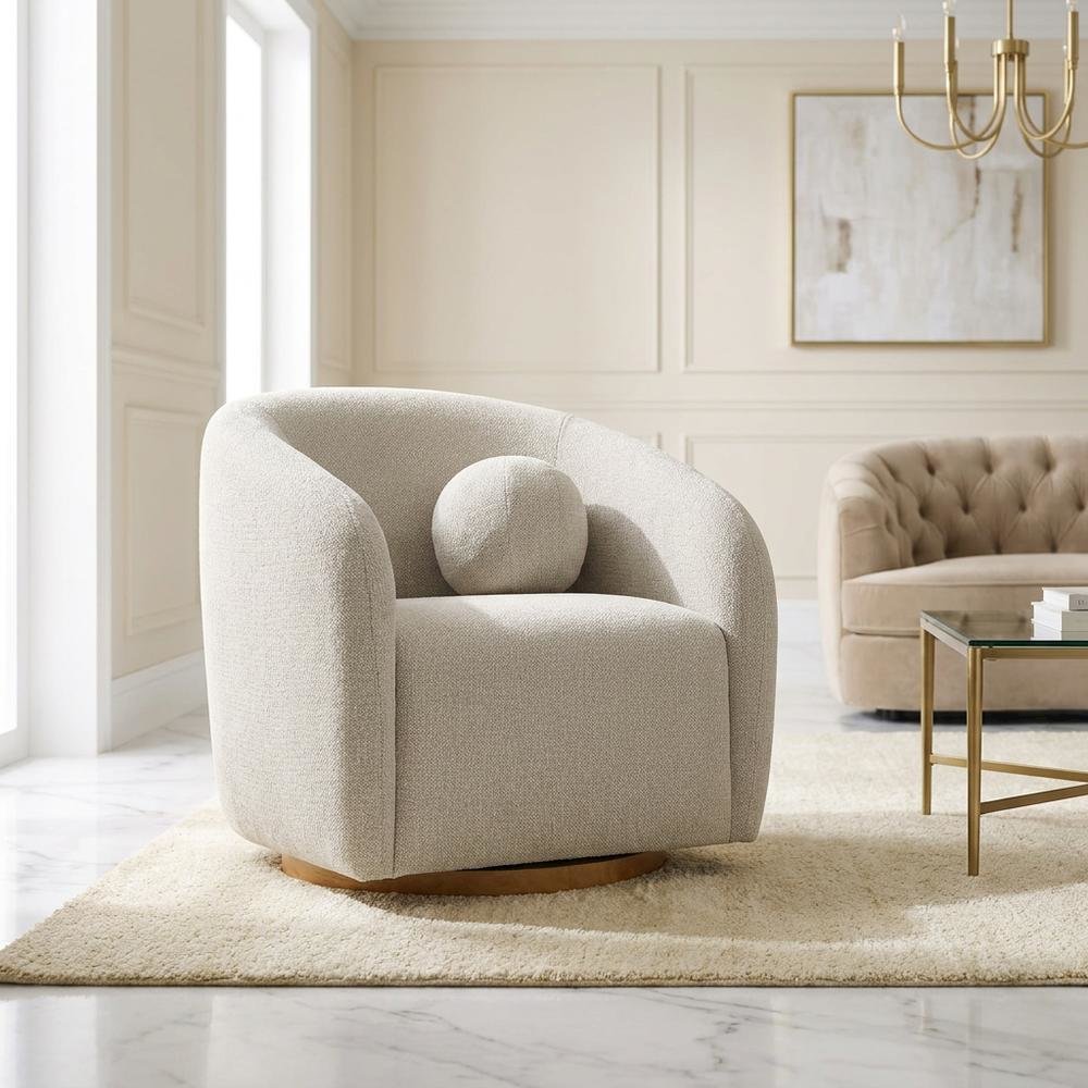 Chenille Fabric Swivel Accent Chair with Arms for Living Room, Dove Gray