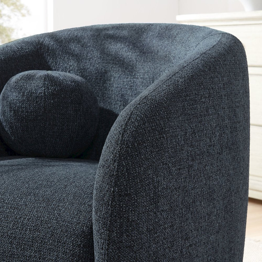 Holland Swivel Chenille Fabric Armchair