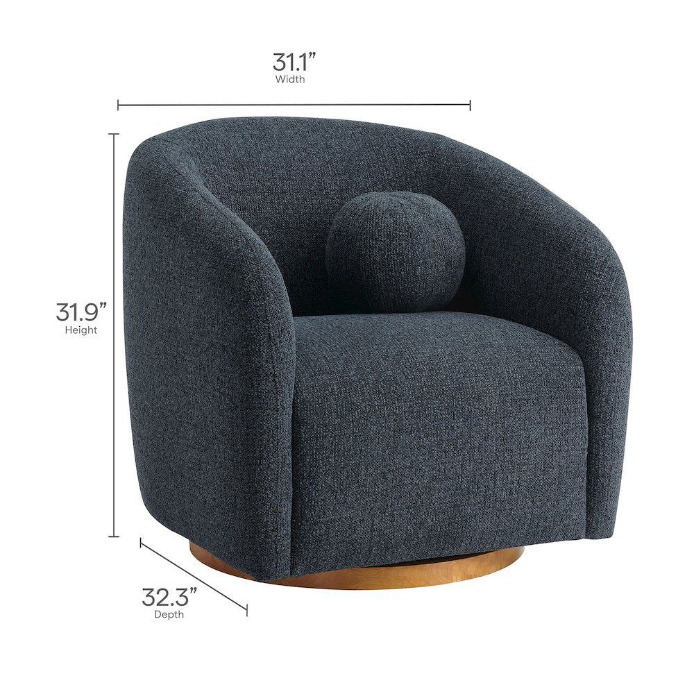 Holland Swivel Chenille Fabric Armchair