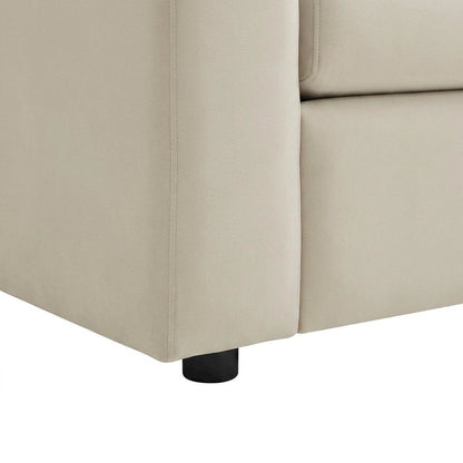 Performance Velvet Sofa, Comfy Modern Couch for Living Room, Alabaster