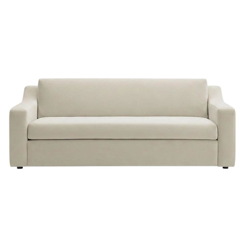 Performance Velvet Sofa, Comfy Modern Couch for Living Room, Alabaster
