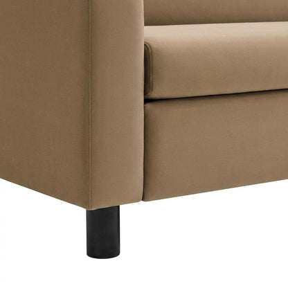 Performance Velvet Sofa, Comfy Modern Couch for Living Room, Taupe