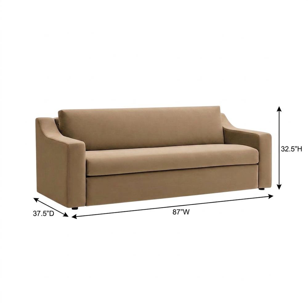 Performance Velvet Sofa, Comfy Modern Couch for Living Room, Taupe