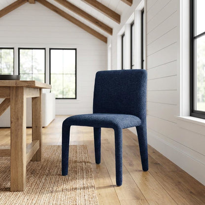 Fabric Upholstered Dining Chair with Cushioned Seat for Dining Room, Navy