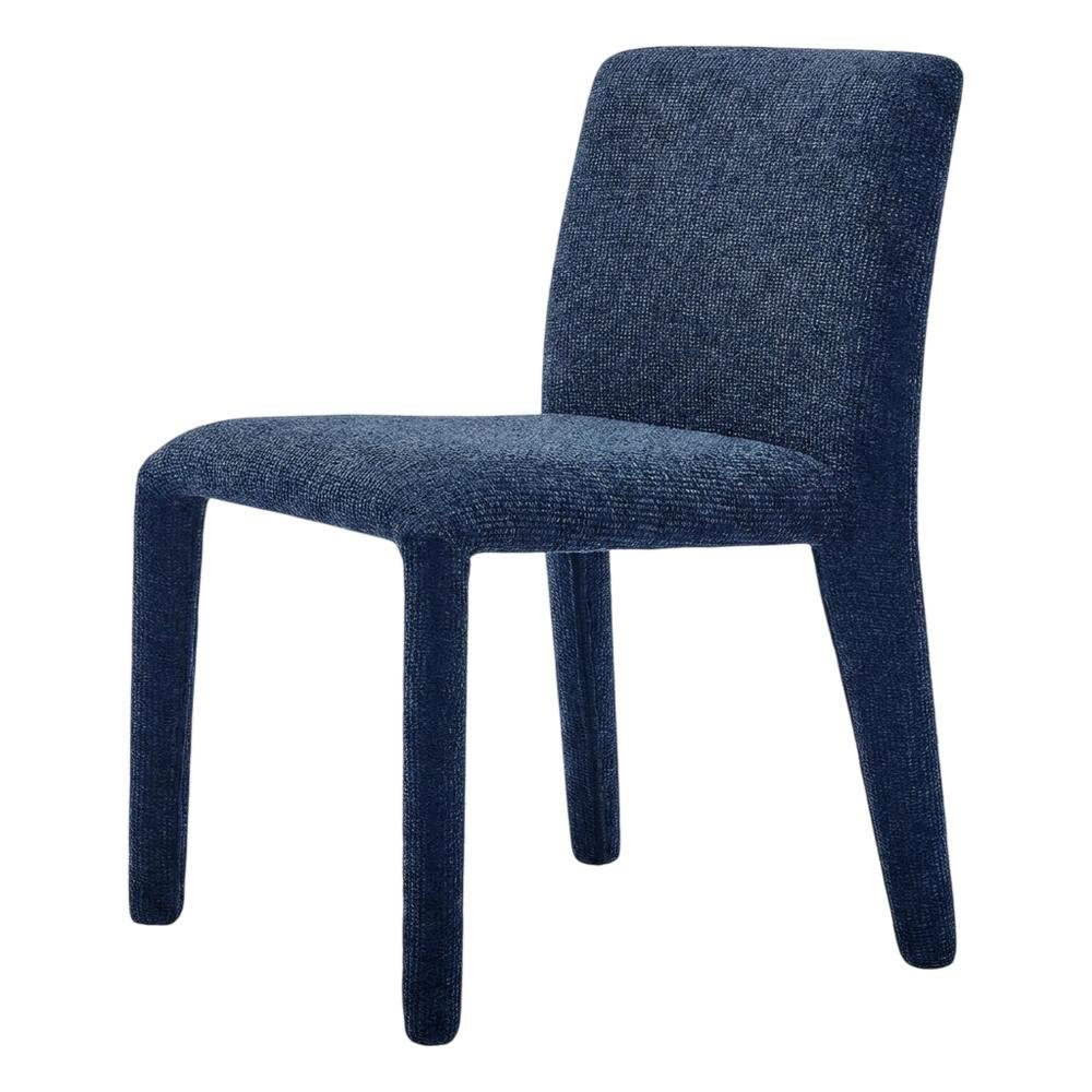 Fabric Upholstered Dining Chair with Cushioned Seat for Dining Room, Navy