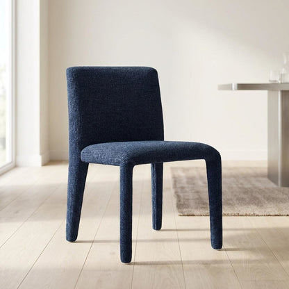 Fabric Upholstered Dining Chair with Cushioned Seat for Dining Room, Navy