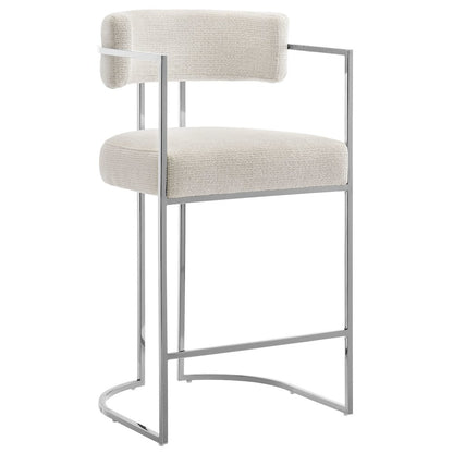 Huron Curved Back Fabric and Metal Counter Stool