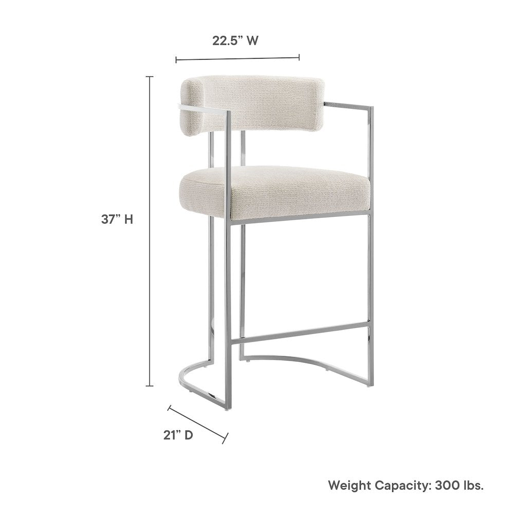 Huron Curved Back Fabric and Metal Counter Stool