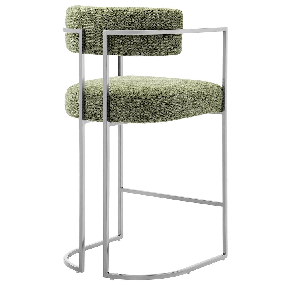 Huron Curved Back Fabric and Metal Counter Stool