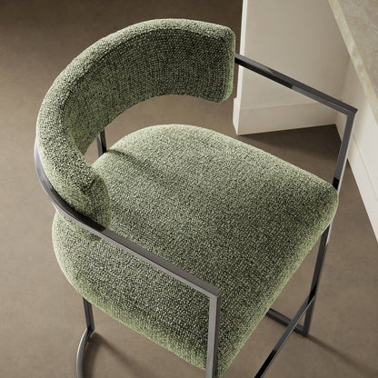 Huron Curved Back Fabric and Metal Counter Stool