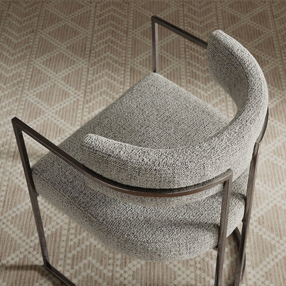 Huron Curved Back Fabric and Metal Dining Accent Chair