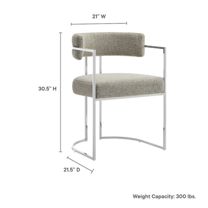 Huron Curved Back Fabric and Metal Dining Accent Chair