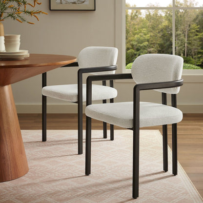 Elio Barrel Fabric and Metal Dining Chair