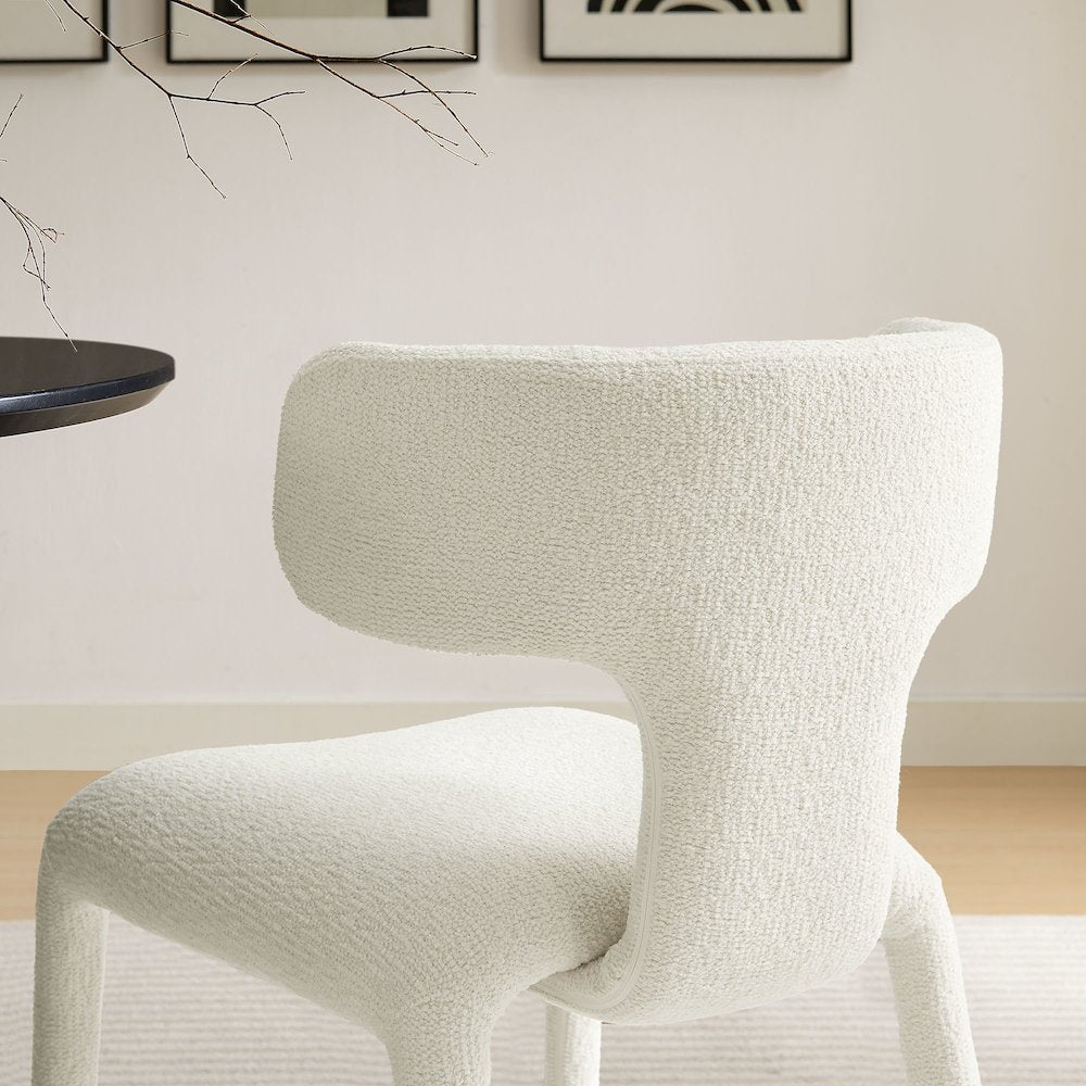 Stellan Curved Back Boucle Upholstered Dining Chair Set of 2