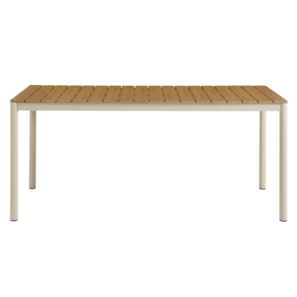 Finn 71" Outdoor Patio Aluminum Dining Table with Faux Wood Top