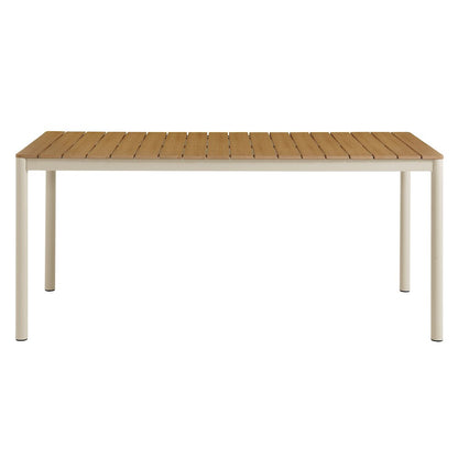 Finn 71" Outdoor Patio Aluminum Dining Table with Faux Wood Top