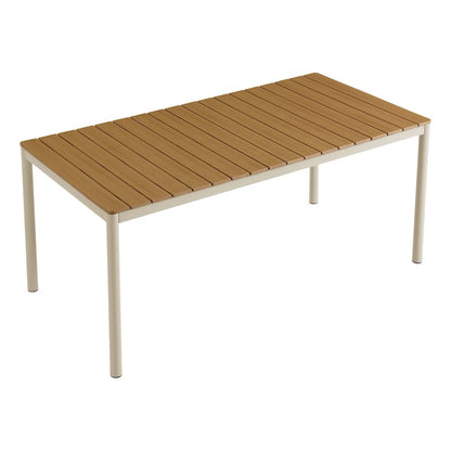 Finn 71" Outdoor Patio Aluminum Dining Table with Faux Wood Top