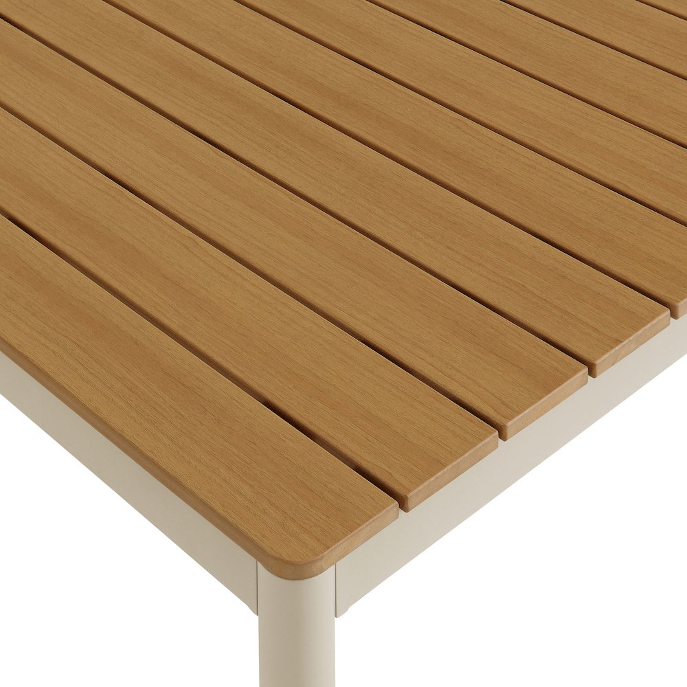 Finn 71" Outdoor Patio Aluminum Dining Table with Faux Wood Top