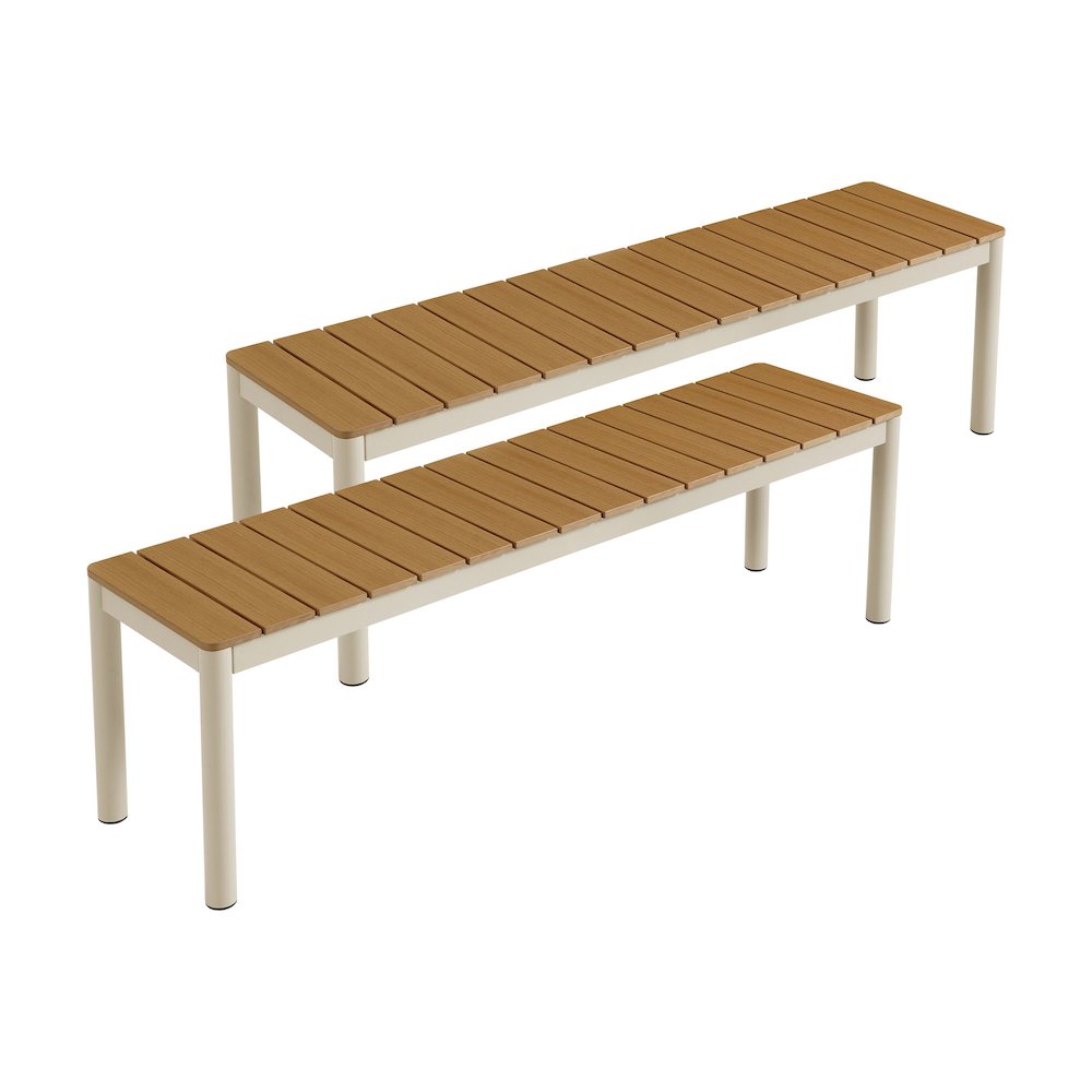 Finn Outdoor Patio Aluminum Bench with Faux Wood Top