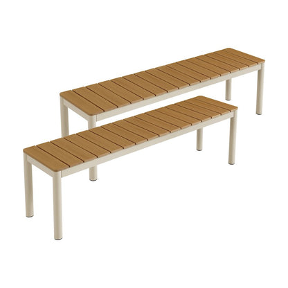 Finn Outdoor Patio Aluminum Bench with Faux Wood Top