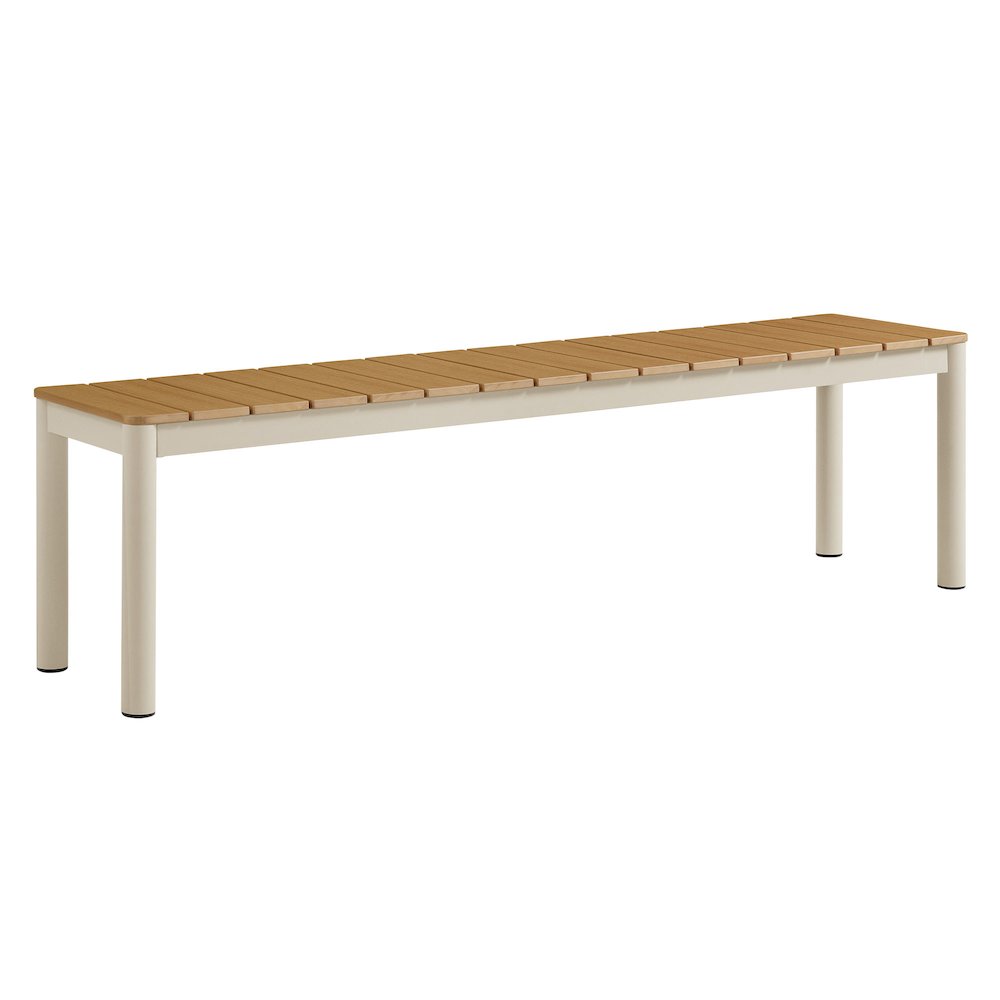 Finn Outdoor Patio Aluminum Bench with Faux Wood Top