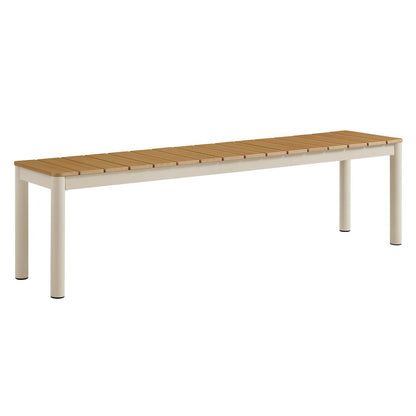 Finn Outdoor Patio Aluminum Bench with Faux Wood Top