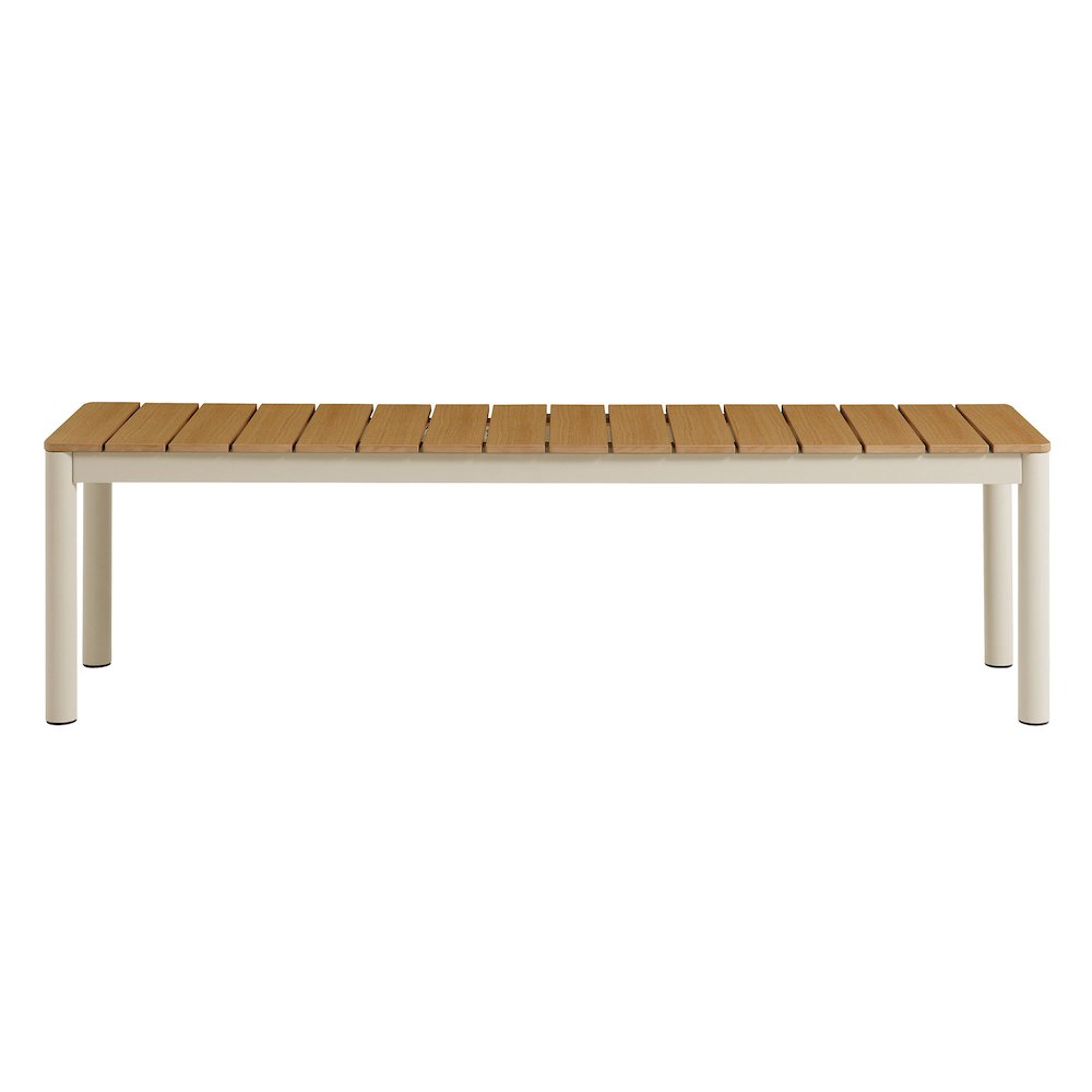 Finn Outdoor Patio Aluminum Bench with Faux Wood Top