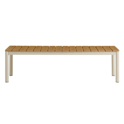 Finn Outdoor Patio Aluminum Bench with Faux Wood Top