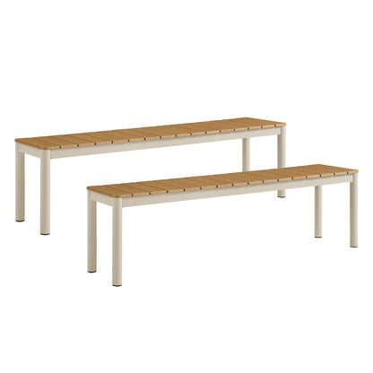 Finn Outdoor Patio Aluminum Bench with Faux Wood Top