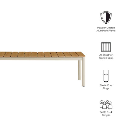 Finn Outdoor Patio Aluminum Bench with Faux Wood Top