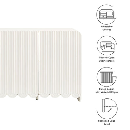 Dahlia Fluted and Scalloped Sideboard Storage Cabinet