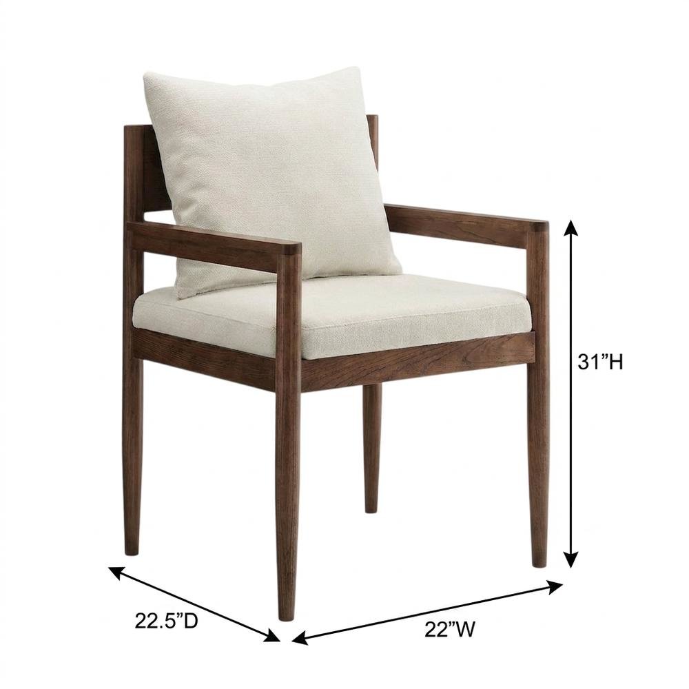 Wood Dining Armchair with Cushioned Seat for Kitchen or Dining Room, Salt