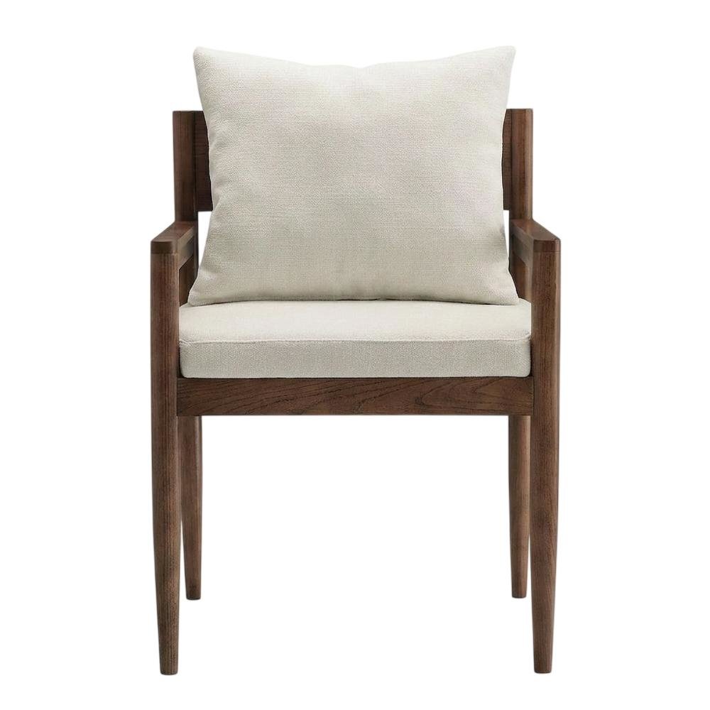 Wood Dining Armchair with Cushioned Seat for Kitchen or Dining Room, Salt