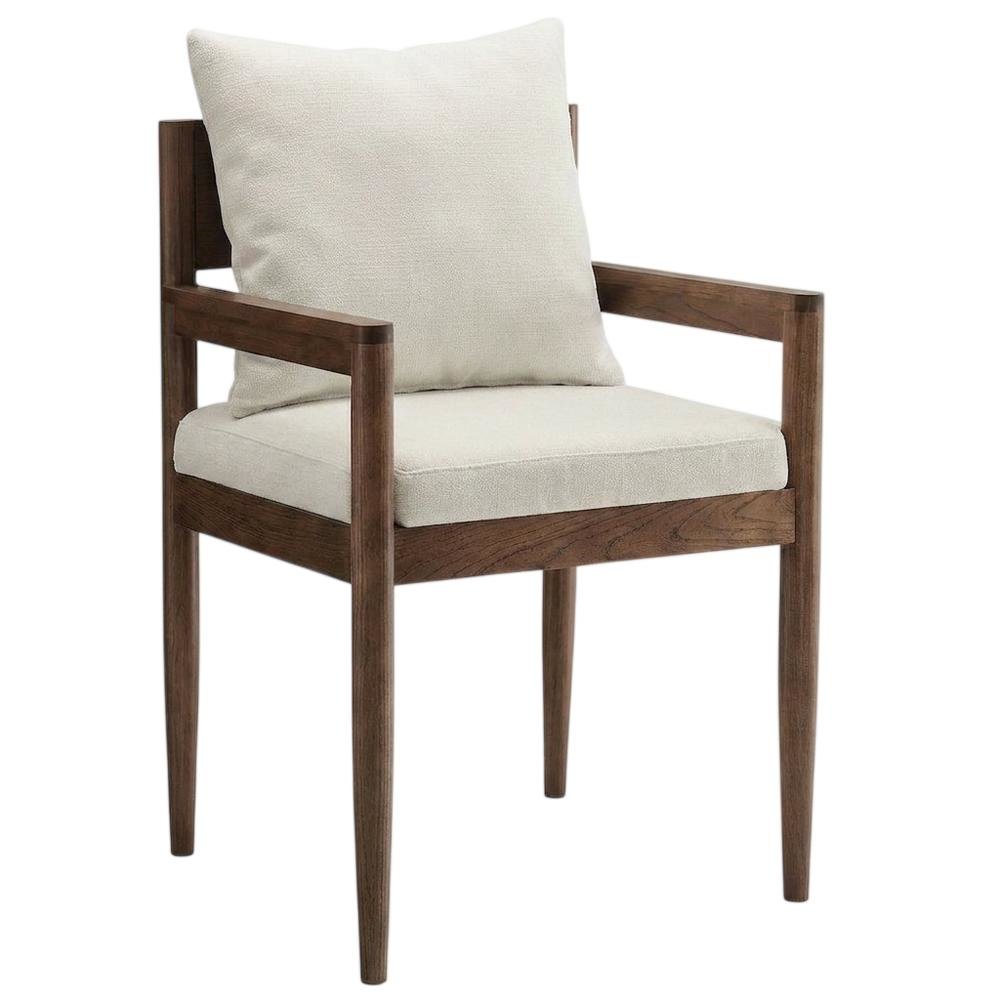Wood Dining Armchair with Cushioned Seat for Kitchen or Dining Room, Salt