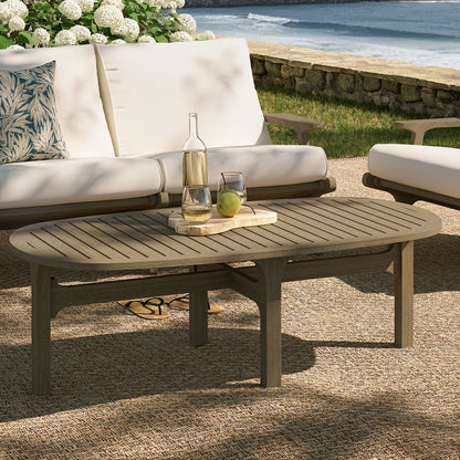 Saratoga Oval Outdoor Patio Teak Wood Coffee Table