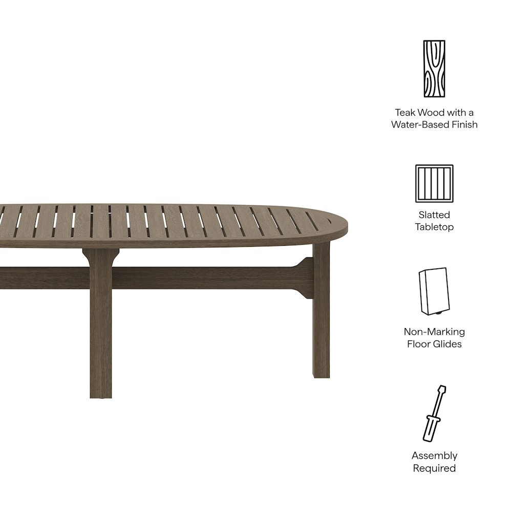 Saratoga Oval Outdoor Patio Teak Wood Coffee Table