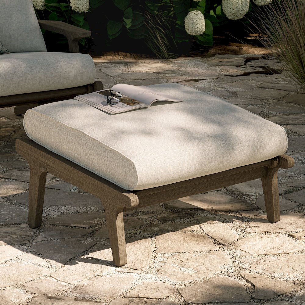 Saratoga Outdoor Patio Teak Ottoman