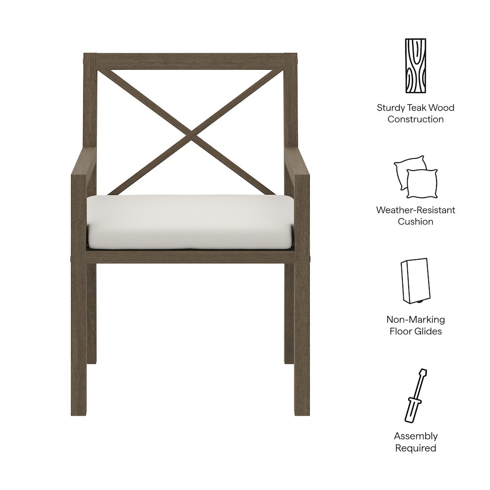 Northlake Outdoor Patio Teak Dining Armchair
