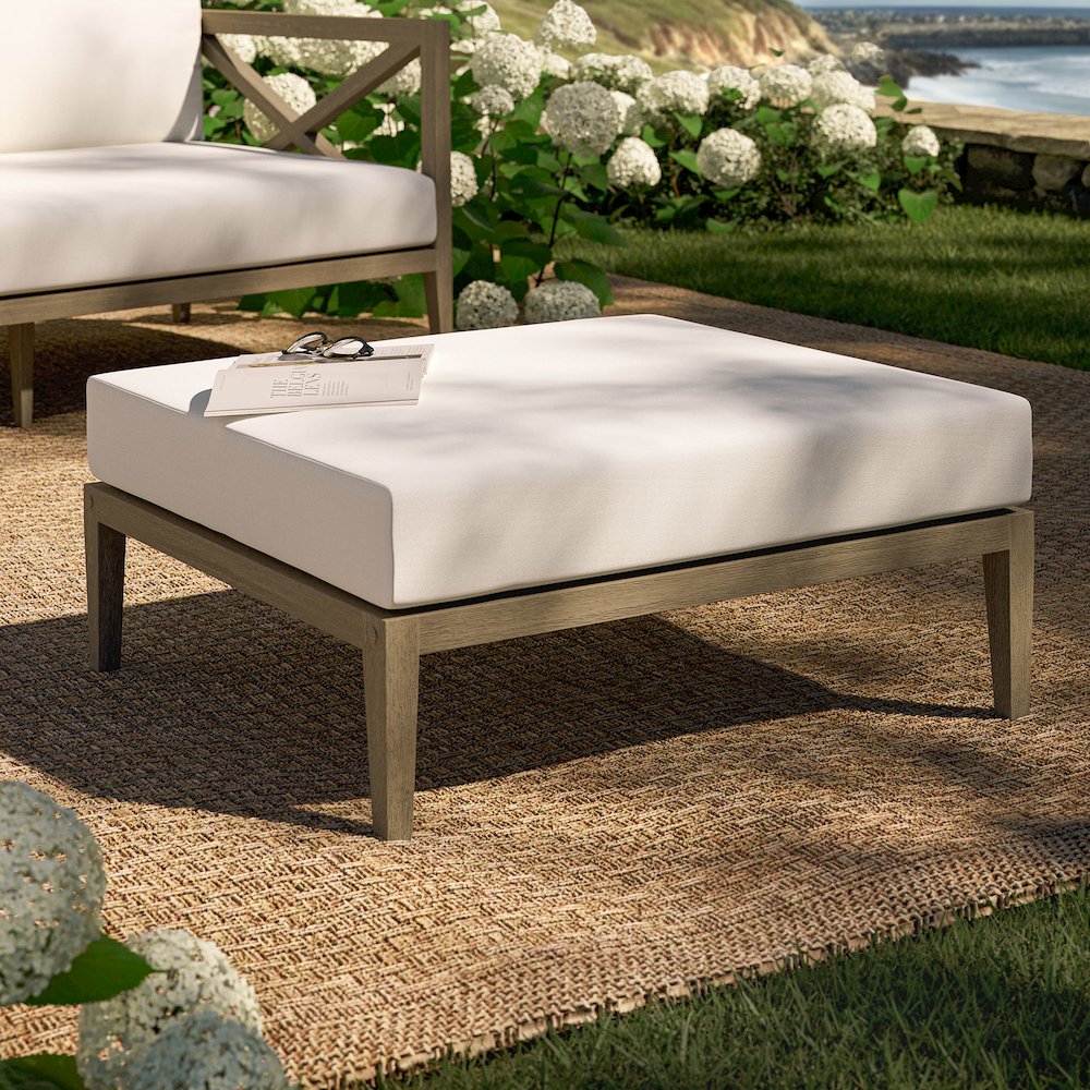 Northlake Outdoor Patio Teak Ottoman