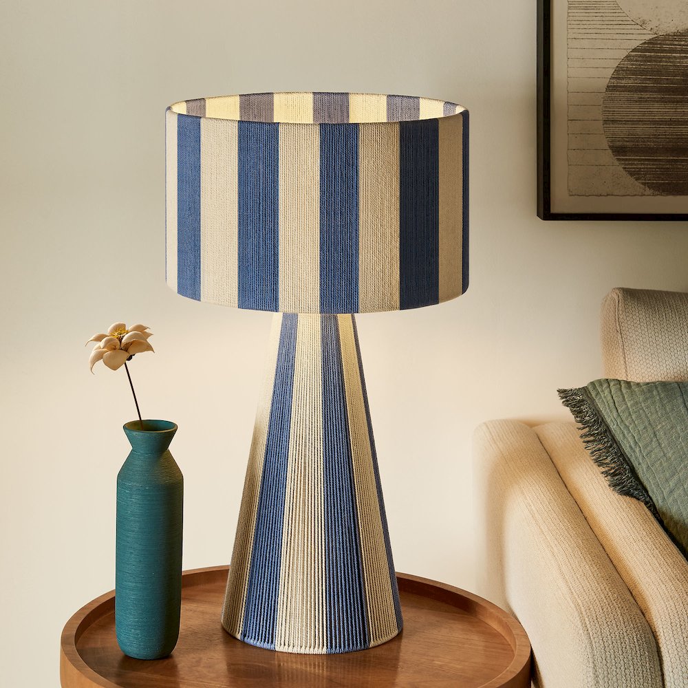 Renae Handwoven Cotton Thread Striped Table Lamp