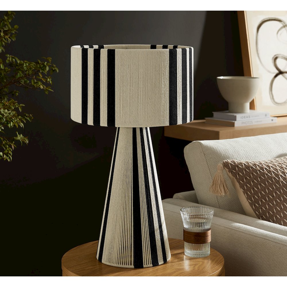 Gia Handwoven Cotton Thread Striped or Plain Table Lamp