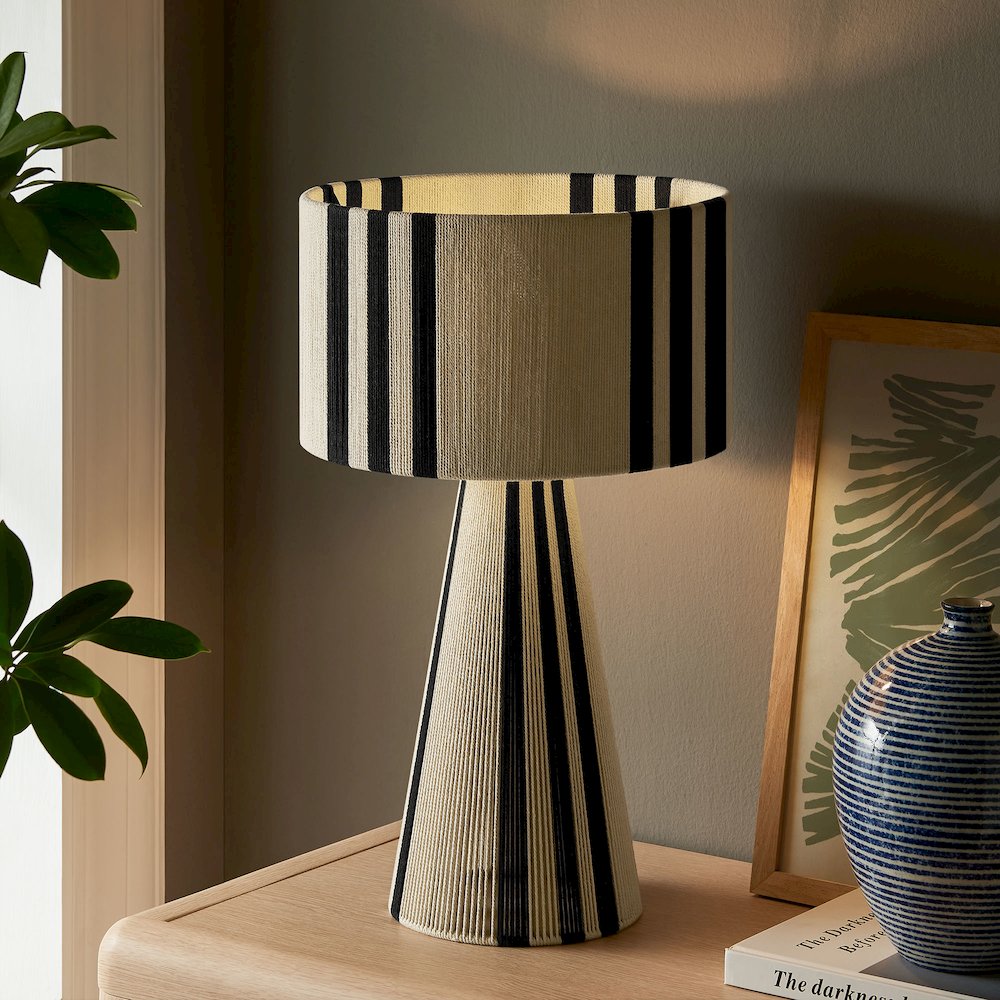 Gia Handwoven Cotton Thread Striped or Plain Table Lamp