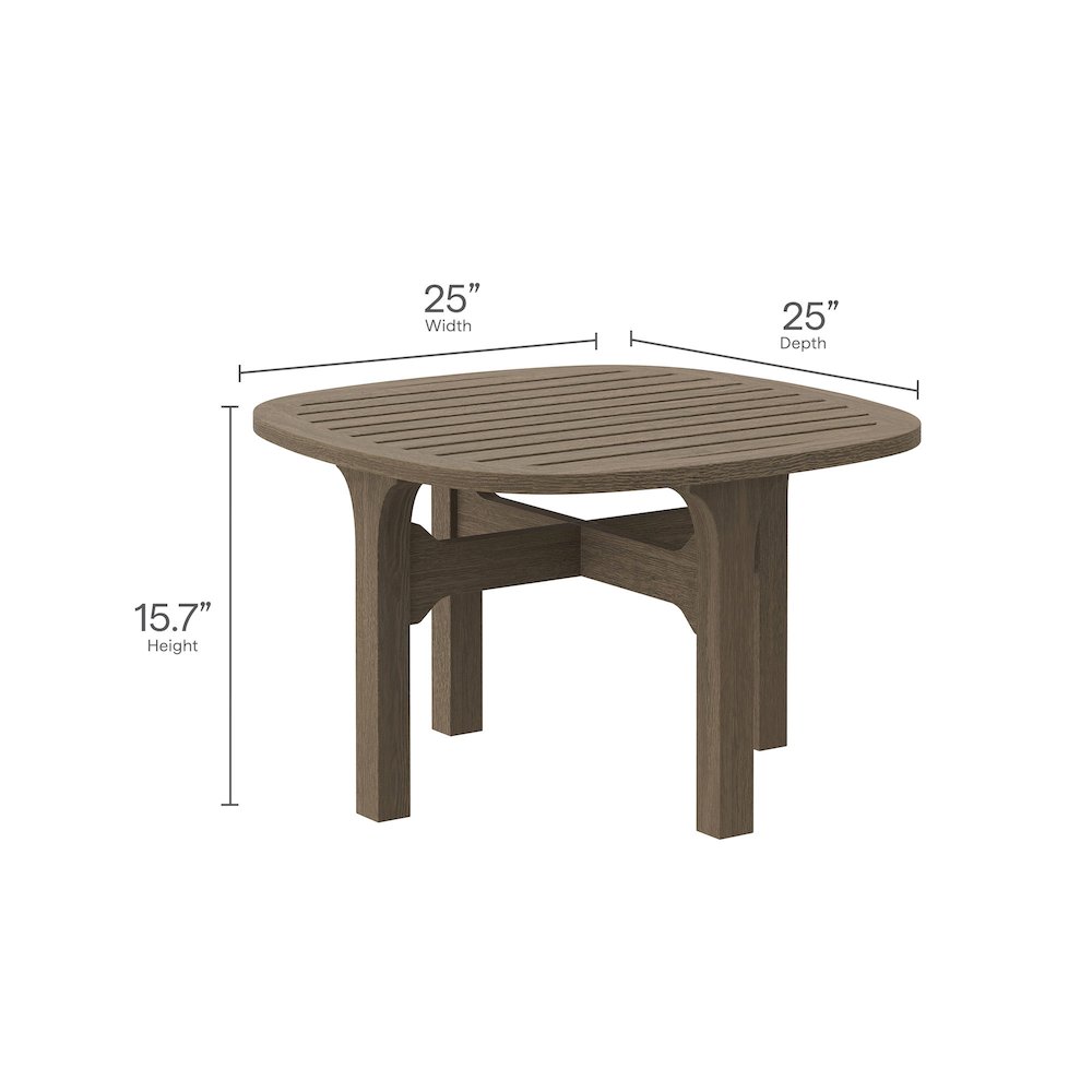 Saratoga Square Outdoor Patio Teak Wood Side Table