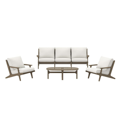 Saratoga 4-Piece Outdoor Patio Teak Wood Furniture Set
