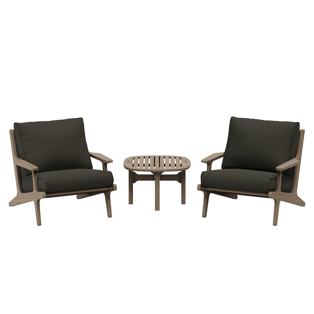 Saratoga 3-Piece Patio Teak Wood Furniture Set Lounge Chairs, Side Table
